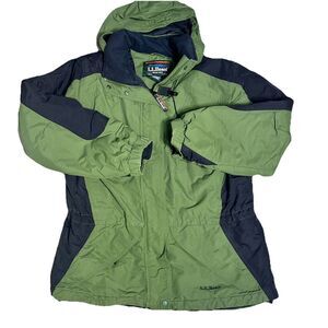 Vintage LL BEAN Hooded Parka Women's Small Thinsulate Green Black Winter Coat